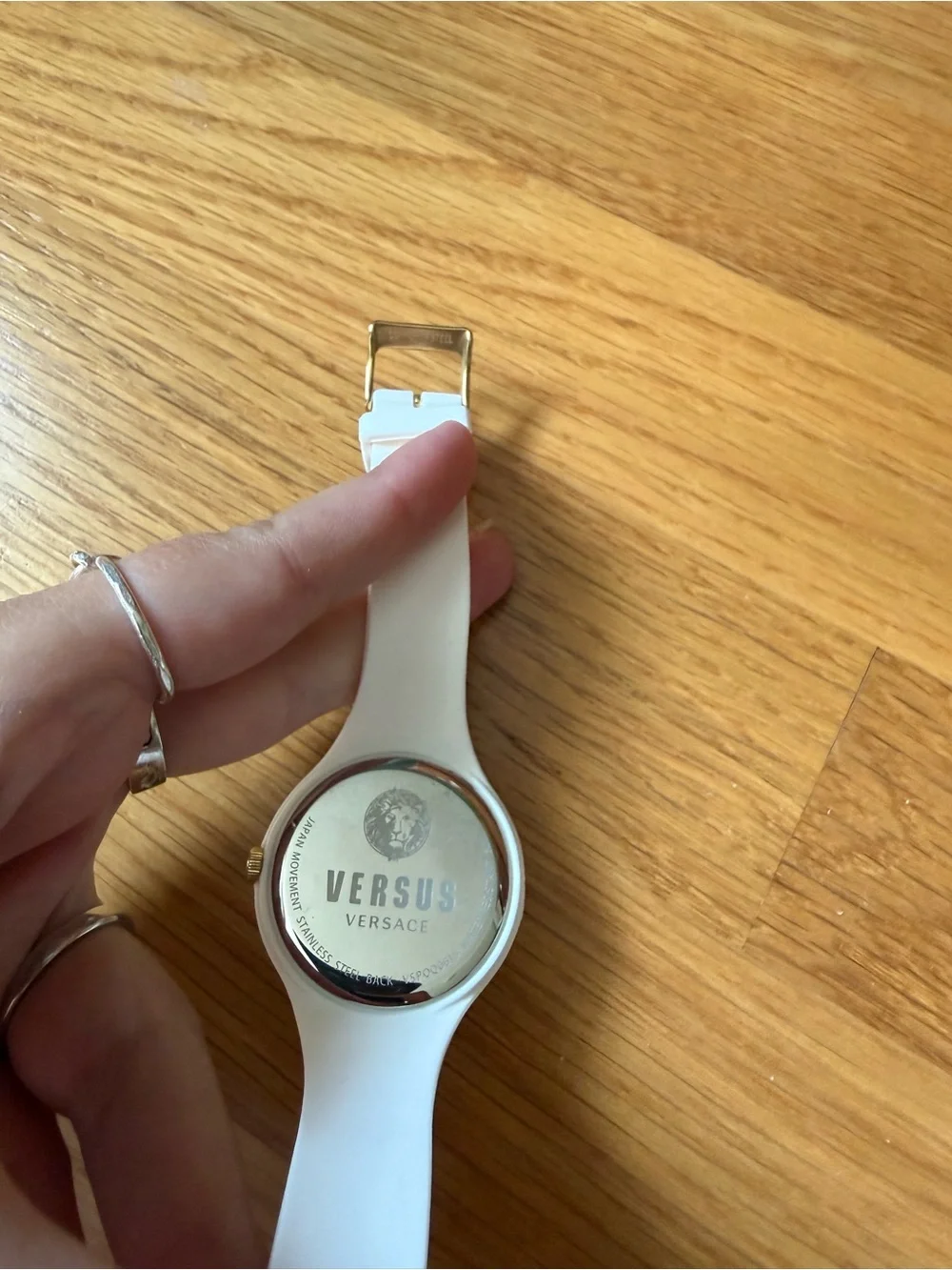 Versus Versace White Silicone Watch with Gold Dial Accents